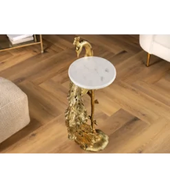 Stolik kawowy WILDLIFE PEACOCK 75 cm złoty*Invicta Interior - przedsprzedaż Discount