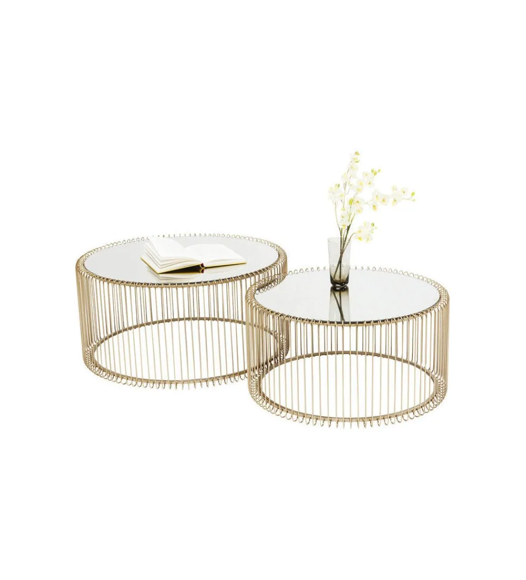 Stolik kawowy Wire Brass set 2 złoty*KARE Best