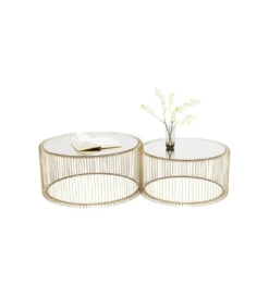 Stolik kawowy Wire Brass set 2 złoty*KARE Best