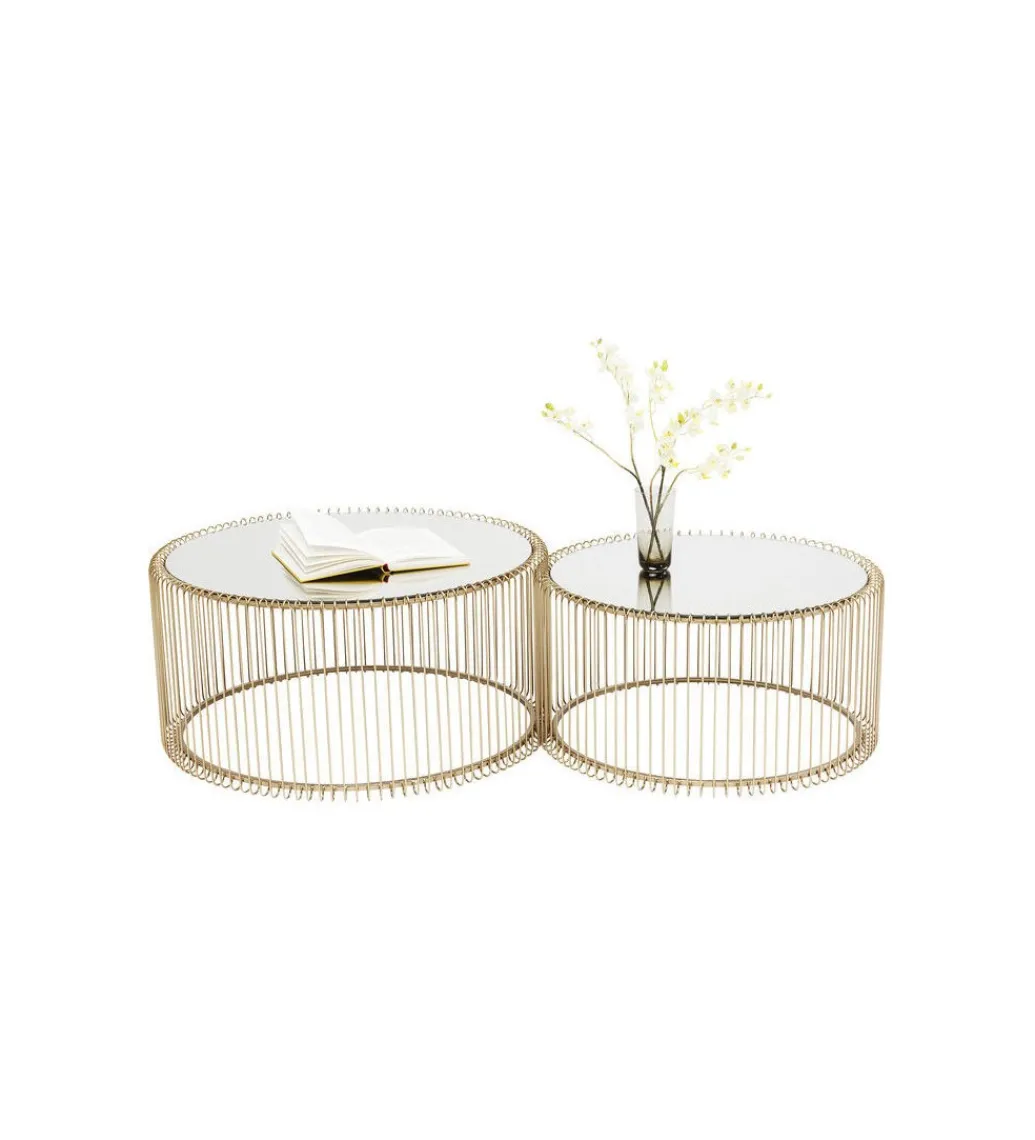 Stolik kawowy Wire Brass set 2 złoty*KARE Best