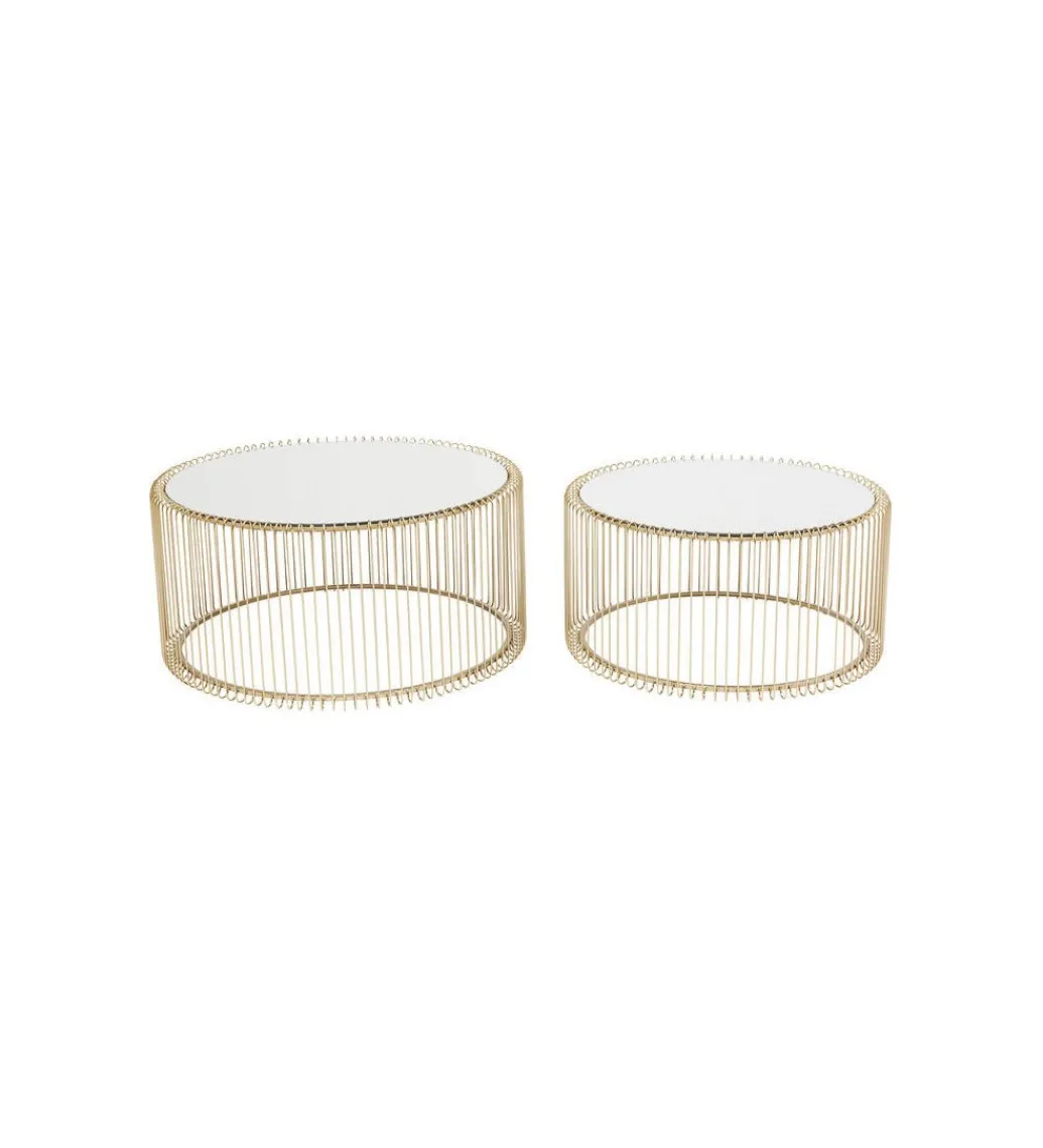 Stolik kawowy Wire Brass set 2 złoty*KARE Best