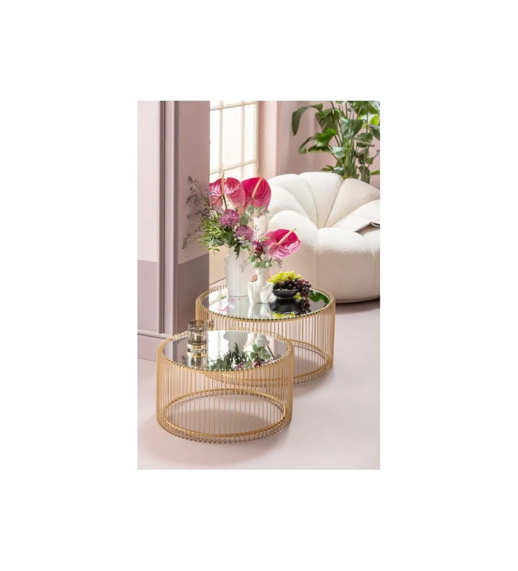 Stolik kawowy Wire Brass set 2 złoty*KARE Best