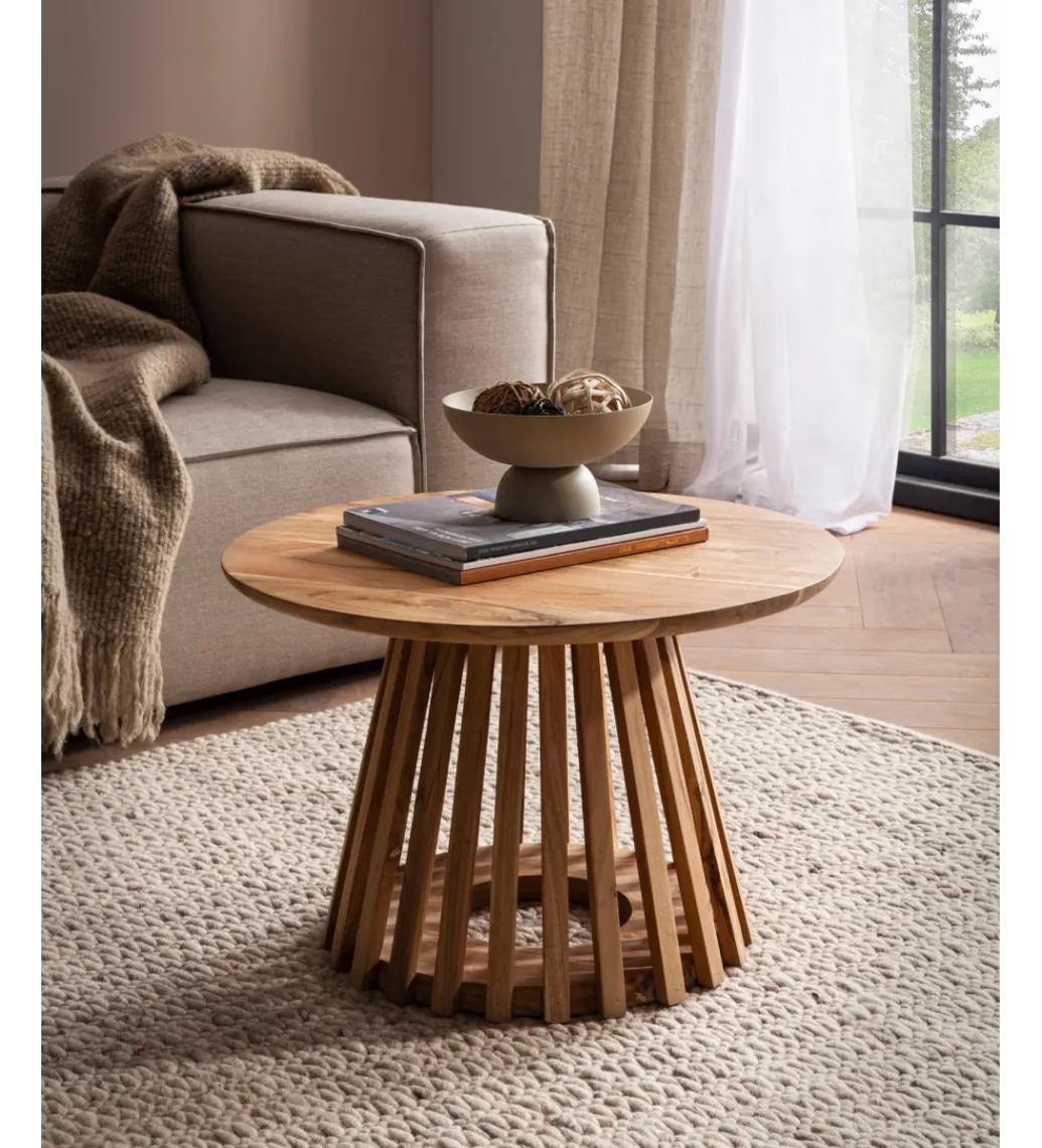 Stolik kawowy WOHNLING 60 cm drewno akacja naturalny*WOHNLING, GERMANY Hot