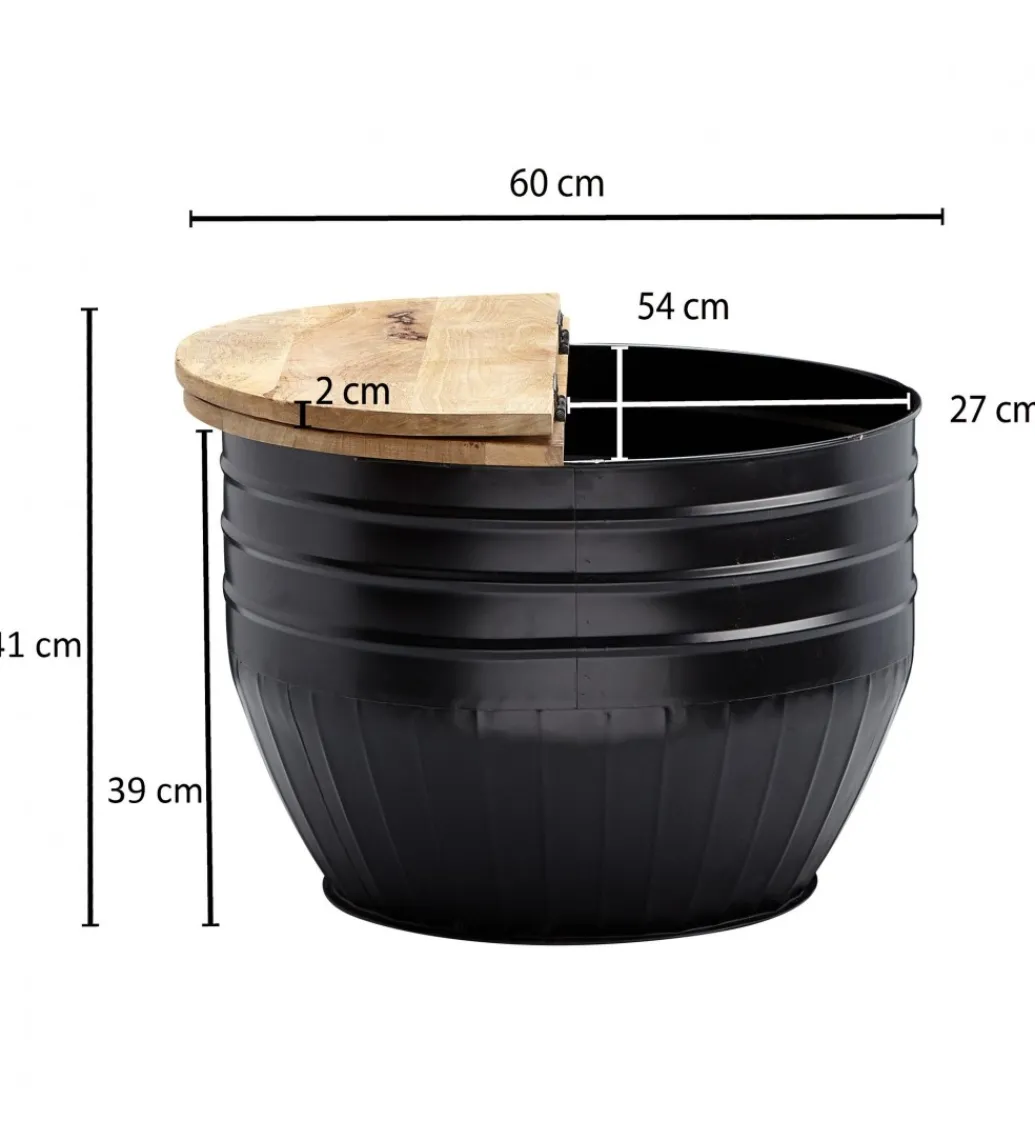 Stolik kawowy WOHNLING 60 cm drewno mango naturalny czarny*WOHNLING, GERMANY Outlet