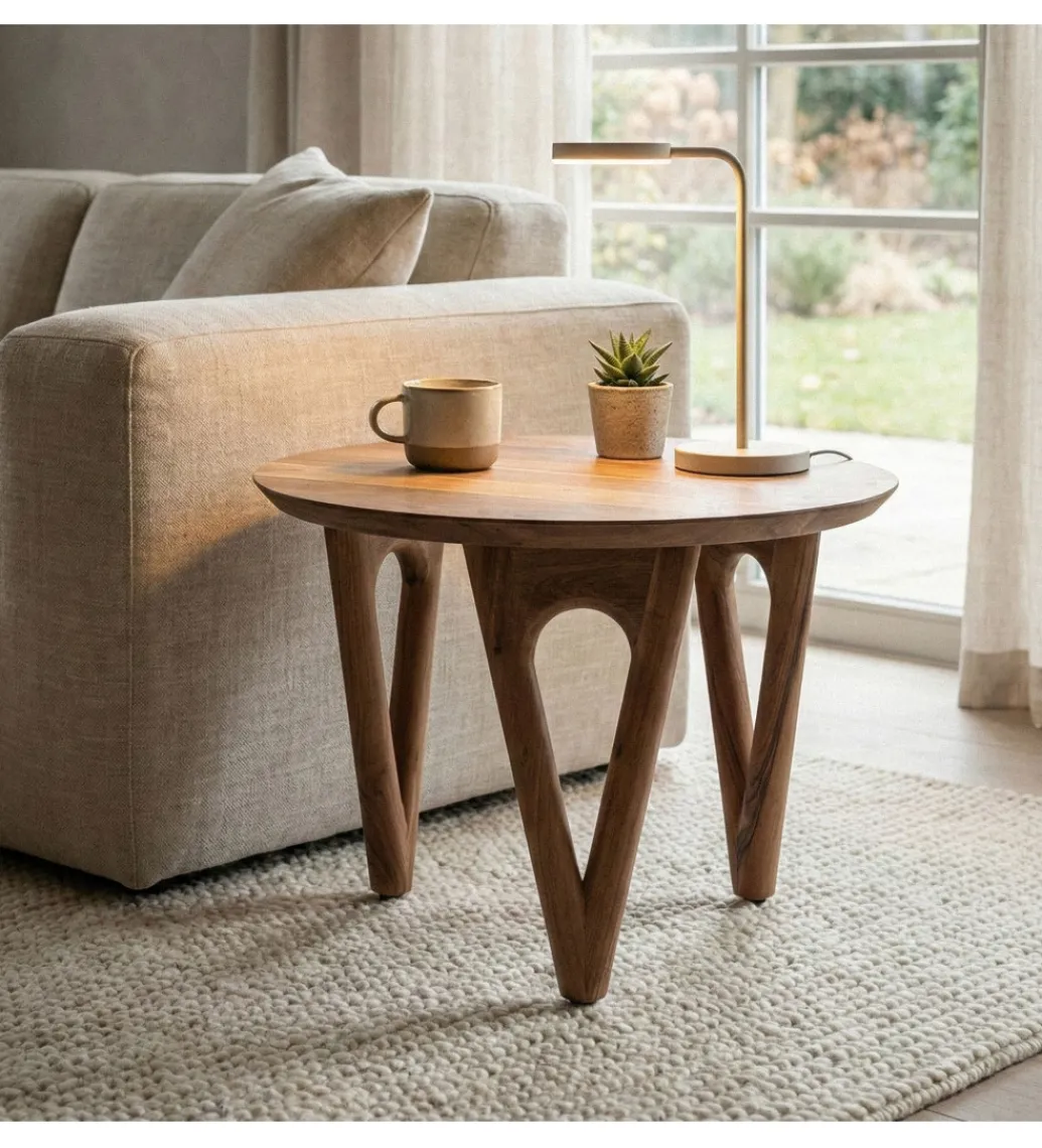 Stolik kawowy WOHNLING 60 cm drewno akacja*WOHNLING, GERMANY Discount