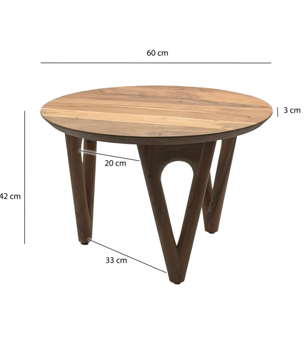 Stolik kawowy WOHNLING 60 cm drewno akacja*WOHNLING, GERMANY Discount