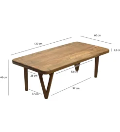 Stolik kawowy WOHNLING 120 cm drewno akacja*WOHNLING, GERMANY Sale