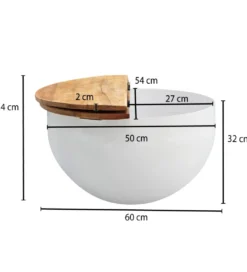 Stolik kawowy WOHNLING 60 cm naturalny biały*WOHNLING, GERMANY