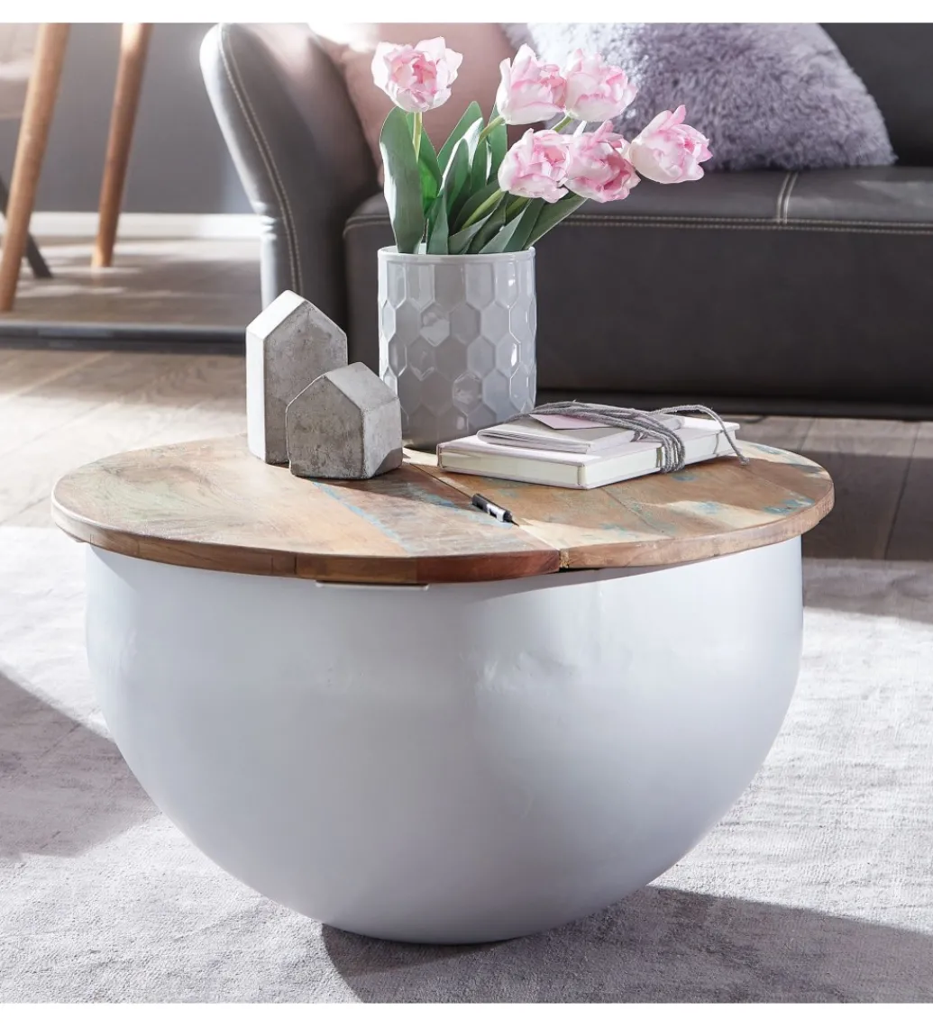 Stolik kawowy WOHNLING 60 cm naturalny biały*WOHNLING, GERMANY
