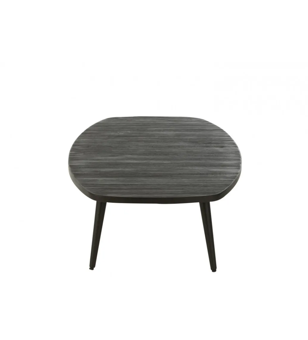 Stolik kawowy ZAMBIA 120 cm drewno teak czarny*J-Line Outlet
