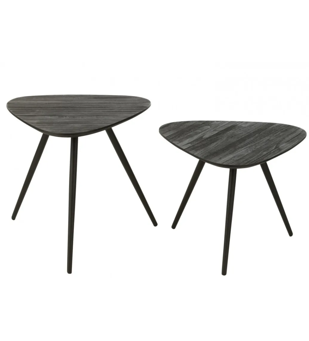 Stolik kawowy ZAMBIA set 2 drewno teak czarny*J-Line Hot