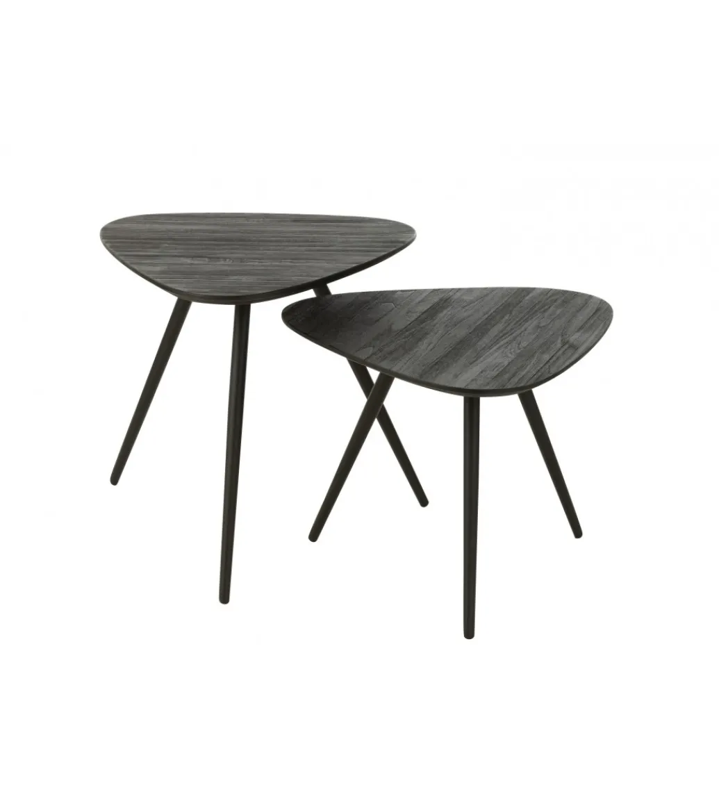 Stolik kawowy ZAMBIA set 2 drewno teak czarny*J-Line Hot