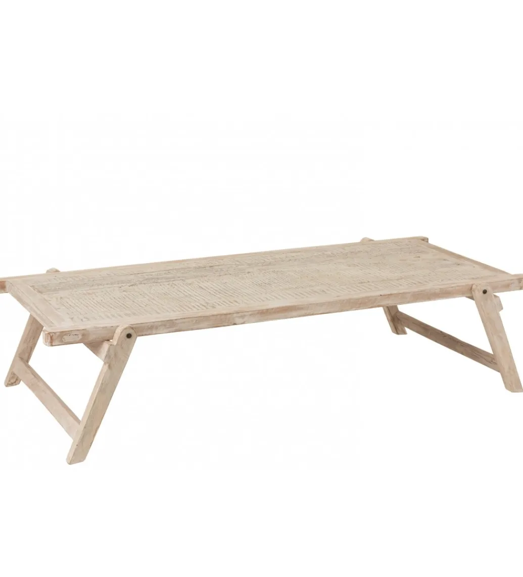 Stolik kawowy z drewna z recyklingu PONTE 180 cm bielony*J-Line Clearance