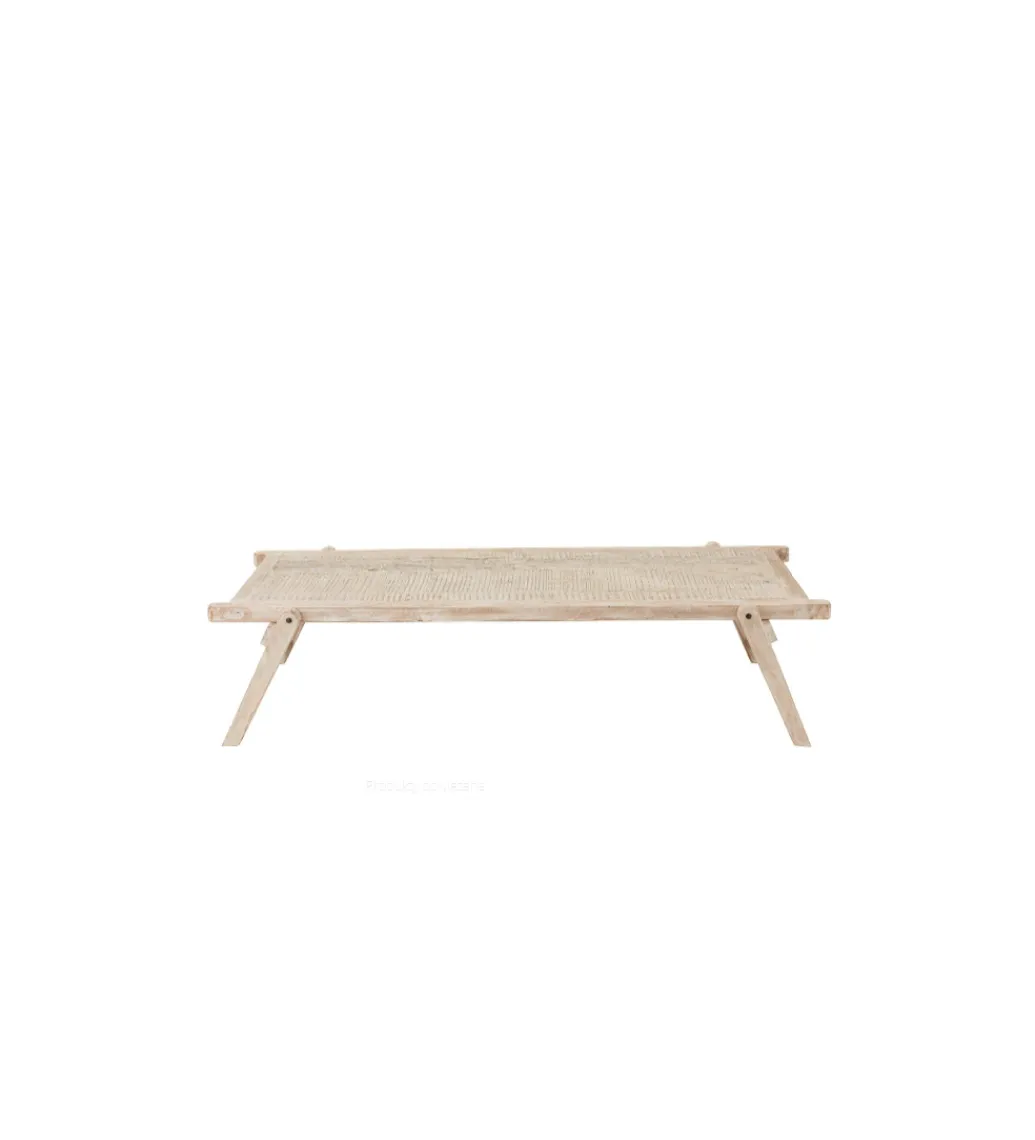Stolik kawowy z drewna z recyklingu PONTE 180 cm bielony*J-Line Clearance