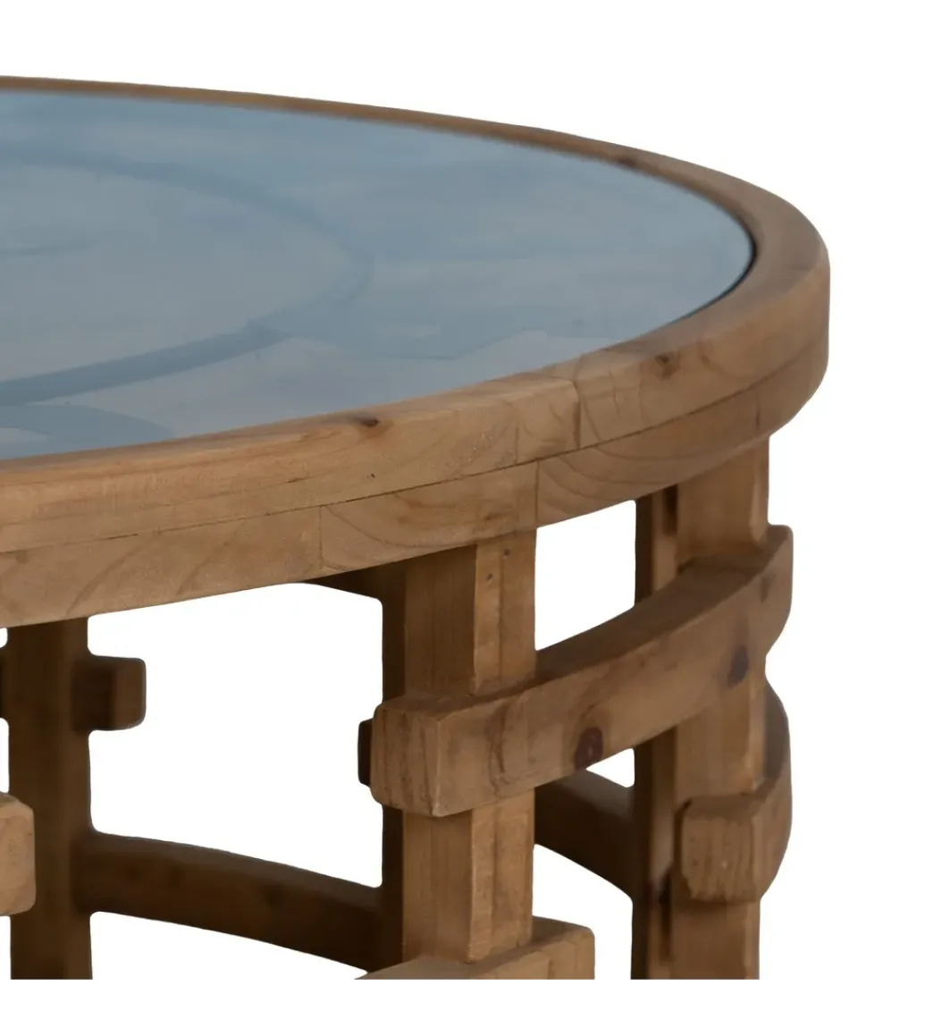 Stolik kawowy ZEGAR 80 cm drewno jodła*Zona-Design New