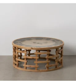 Stolik kawowy ZEGAR 80 cm drewno jodła*Zona-Design New