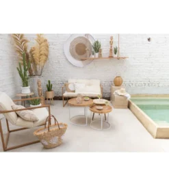 Stolik kawowy ZIGZAK set 3 rattan*J-Line Best