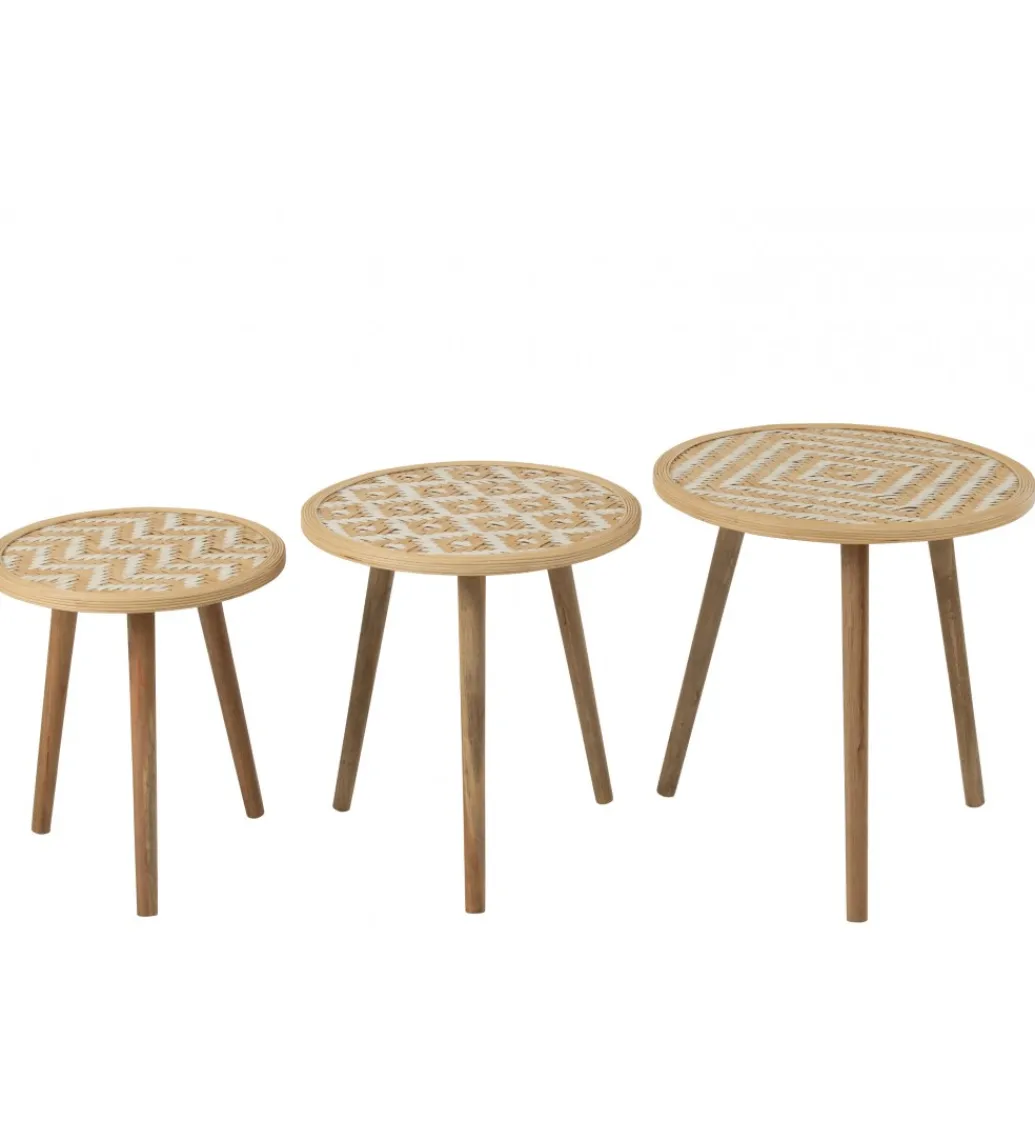 Stolik kawowy ZIGZAK set 3 rattan*J-Line Best
