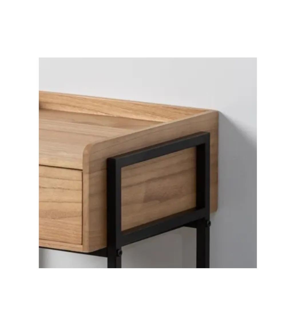 Stolik nocny INDUSTRIAL 56 cm naturalny czarny*Zona-Design Discount
