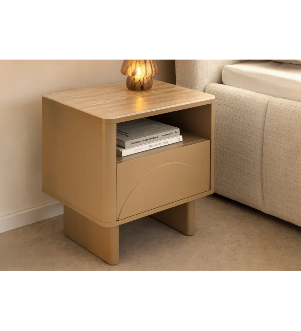 Stolik nocny SAVOY 50 cm kolor trawertynu*Invicta Interior
