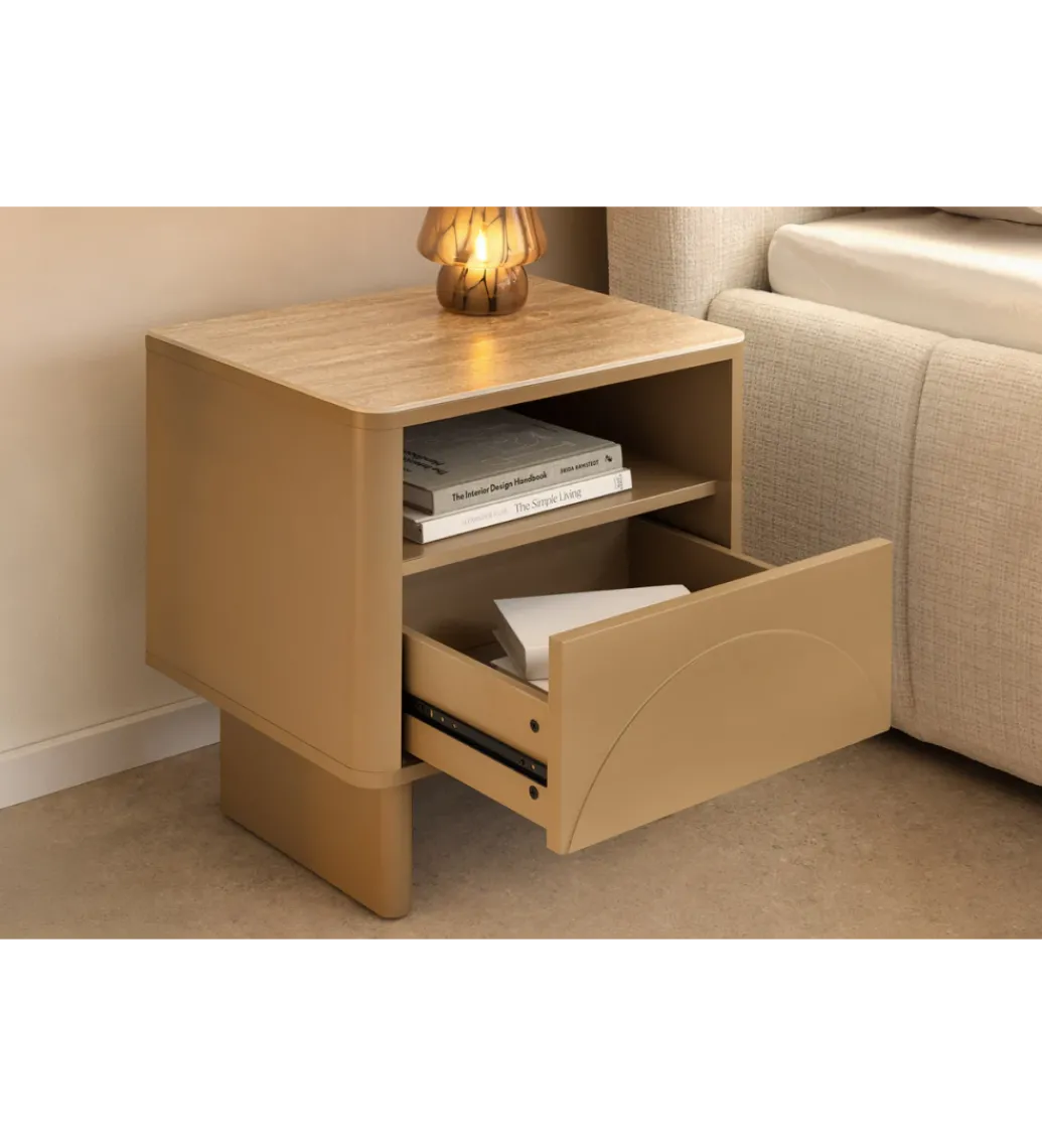 Stolik nocny SAVOY 50 cm kolor trawertynu*Invicta Interior