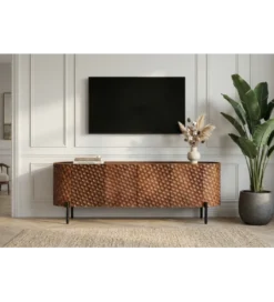 Stolik pod TV ADLON 160 cm drewno mango wzór 3D*Invicta Interior Discount