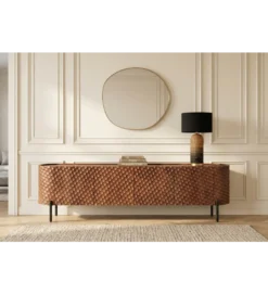 Stolik pod TV ADLON 200 cm drewno mango wzór 3D*Invicta Interior