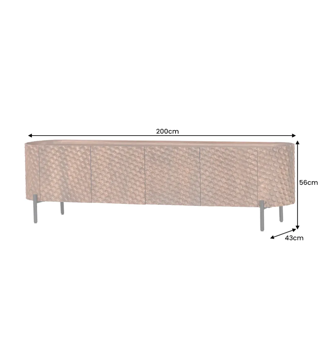 Stolik pod TV ADLON 200 cm drewno mango wzór 3D*Invicta Interior