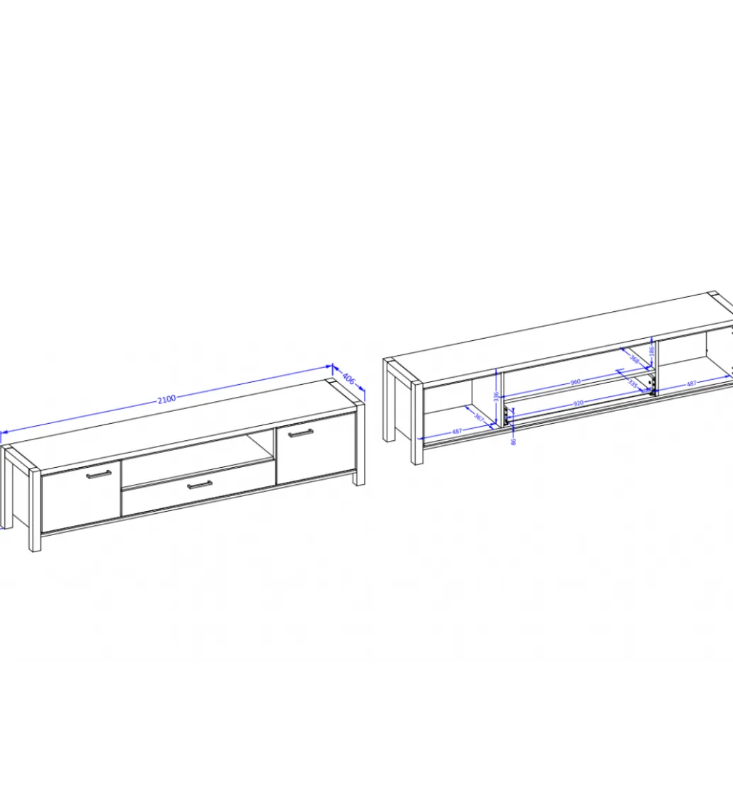 Stolik Pod TV AKTIV 210 cm w optyce dąb Taurus*Helvetia Hot