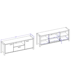 Stolik Pod TV AKTIV 180 cm w optyce dąb Taurus*Helvetia Best