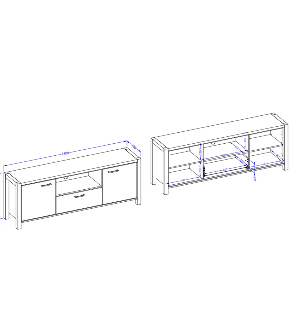 Stolik Pod TV AKTIV 180 cm w optyce dąb Taurus*Helvetia Best