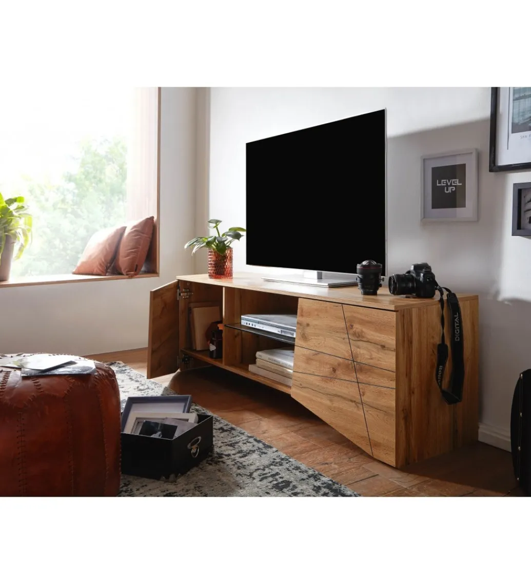Stolik pod TV ANKONA 160 cm w kolorze dąb*WOHNLING, GERMANY Outlet