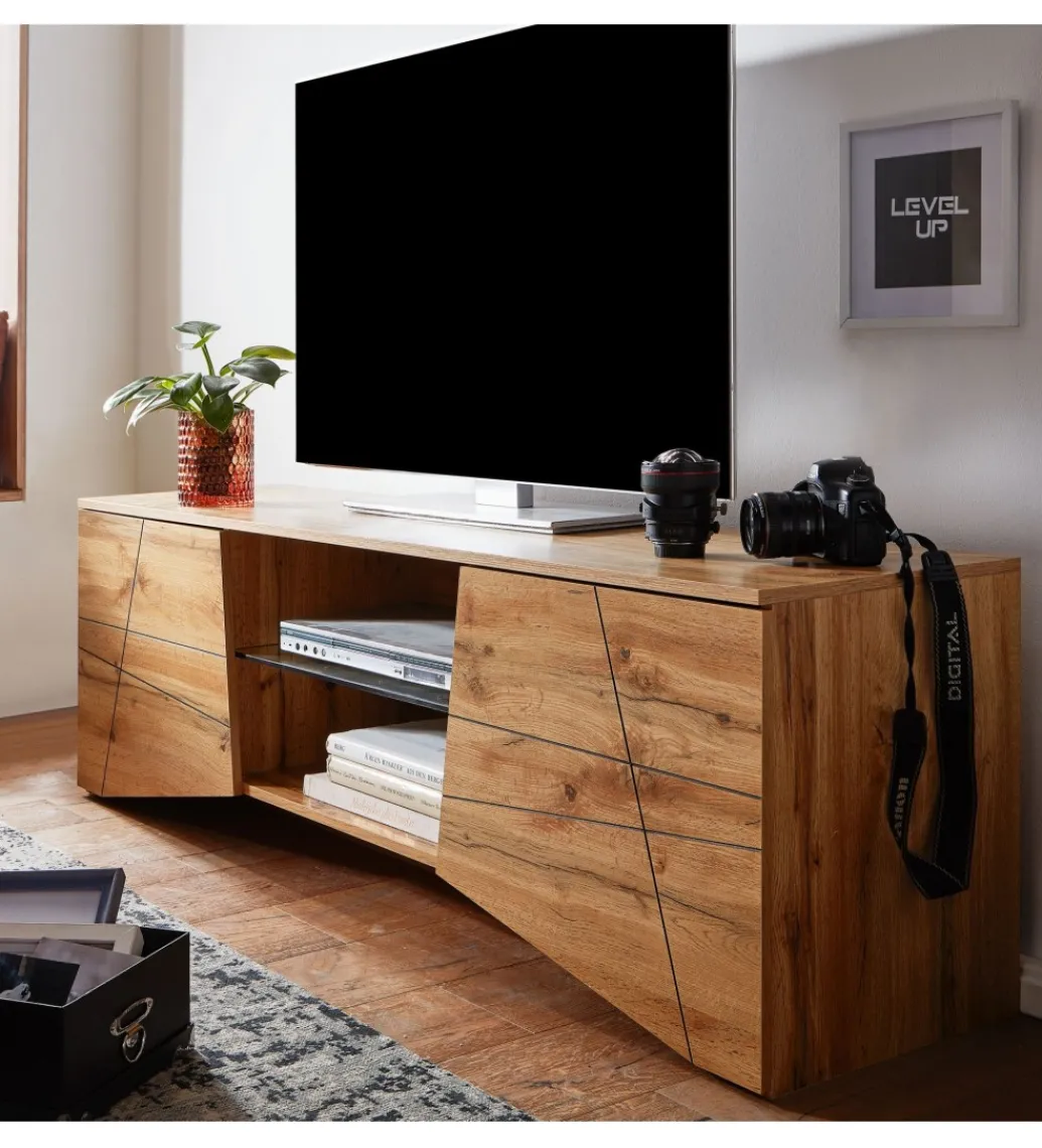 Stolik pod TV ANKONA 160 cm w kolorze dąb*WOHNLING, GERMANY Outlet