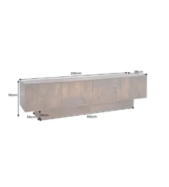 Stolik pod TV ART DECO 200 cm drewno mango brązowy*Invicta Interior - przedsprzedaż Clearance