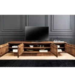Stolik pod TV ART DECO 200 cm drewno mango brązowy*Invicta Interior - przedsprzedaż Clearance