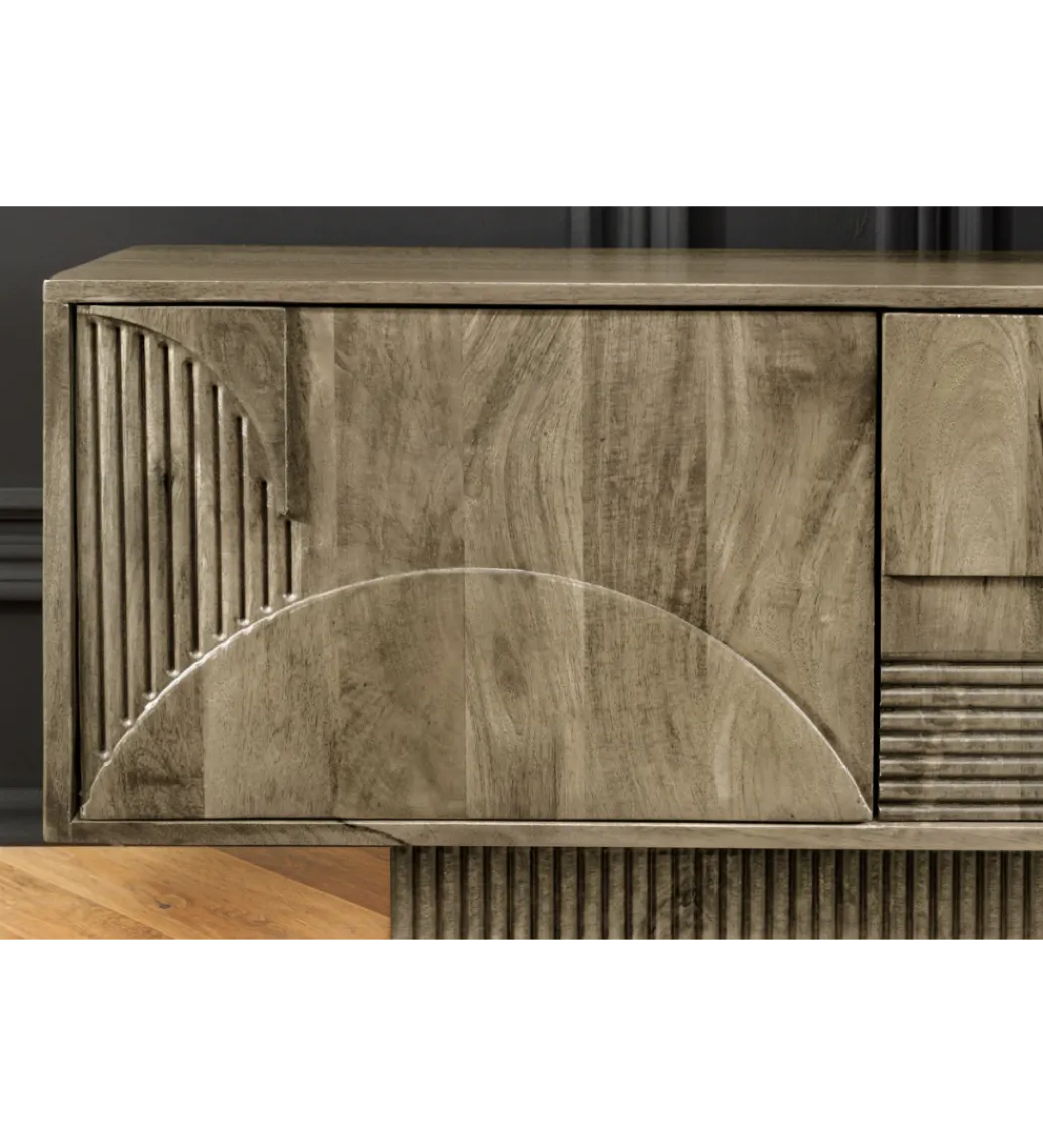 Stolik pod TV ART DECO 200 cm drewno mango szary*Invicta Interior Best