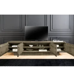 Stolik pod TV ART DECO 200 cm drewno mango szary*Invicta Interior Best