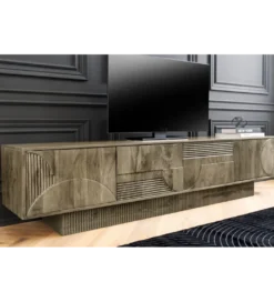 Stolik pod TV ART DECO 200 cm drewno mango szary*Invicta Interior Best