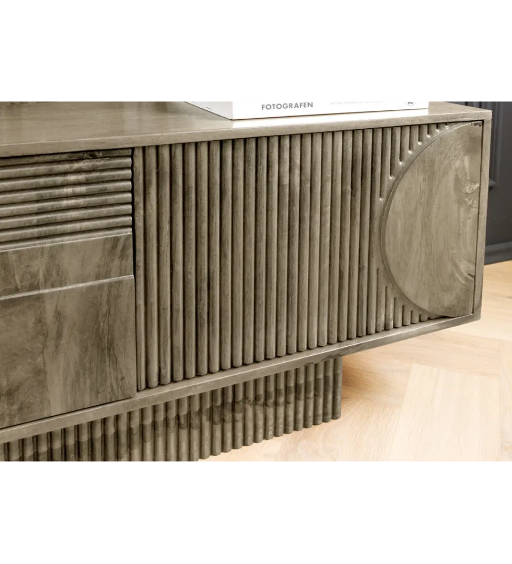 Stolik pod TV ART DECO 200 cm drewno mango szary*Invicta Interior Best