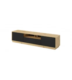 Stolik pod TV ASTON 200 cm czarny z dodatkiem koloru dąb Taurus*Helvetia New