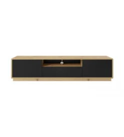 Stolik pod TV ASTON 200 cm czarny z dodatkiem koloru dąb Taurus*Helvetia New