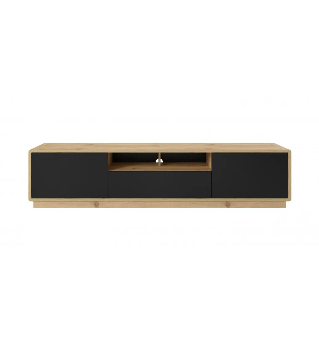 Stolik pod TV ASTON 200 cm czarny z dodatkiem koloru dąb Taurus*Helvetia New