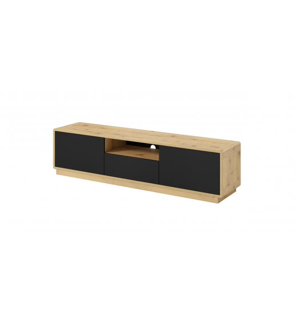 Stolik pod TV ASTON 180 cm czarny z dodatkiem koloru dąb Taurus*Helvetia Discount