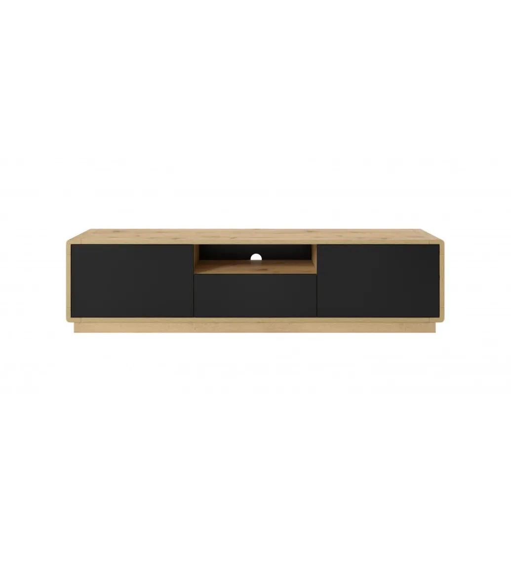 Stolik pod TV ASTON 180 cm czarny z dodatkiem koloru dąb Taurus*Helvetia Discount