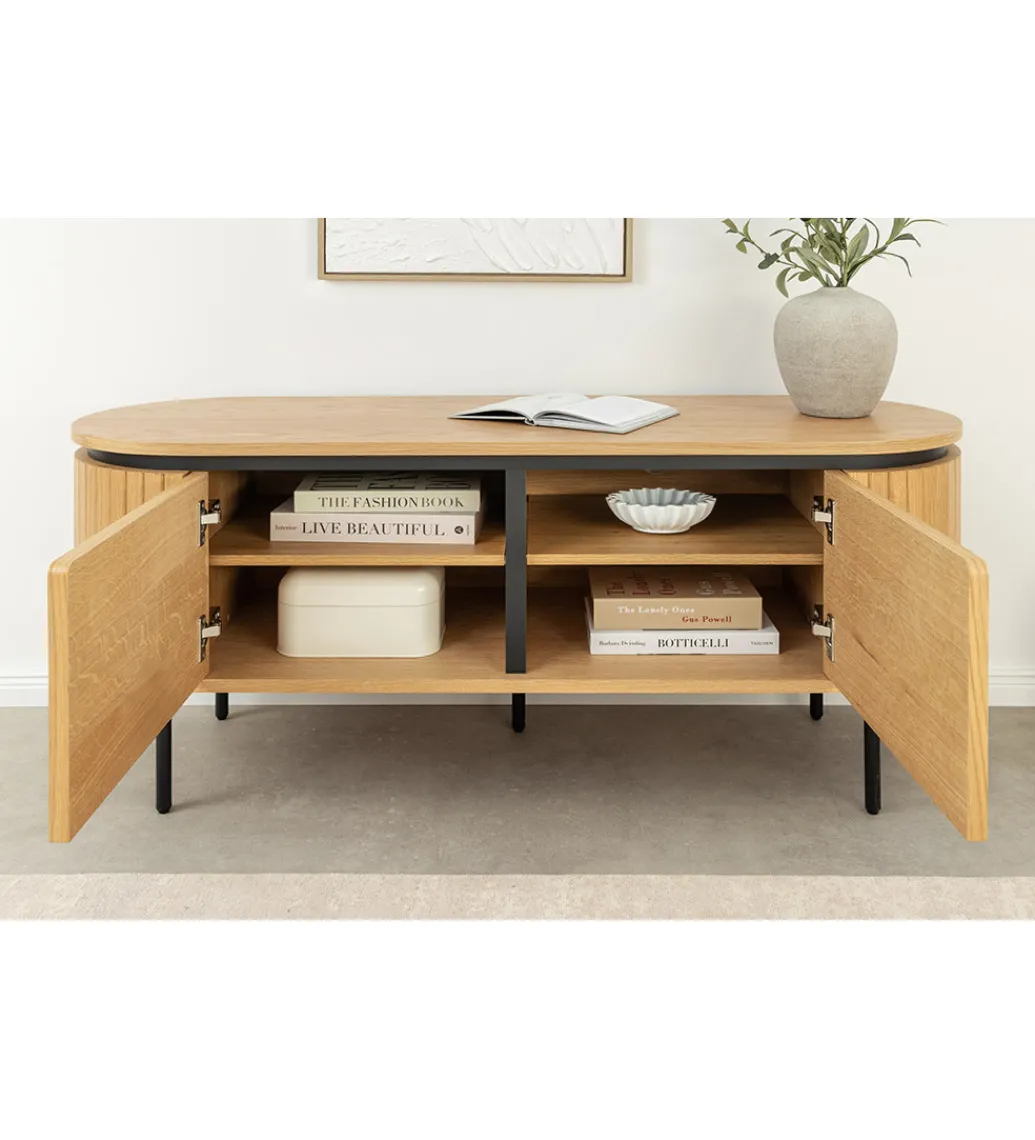 Stolik pod TV ATELIER 120 cm kolor naturalnego dębu*Invicta Interior - przedsprzedaż