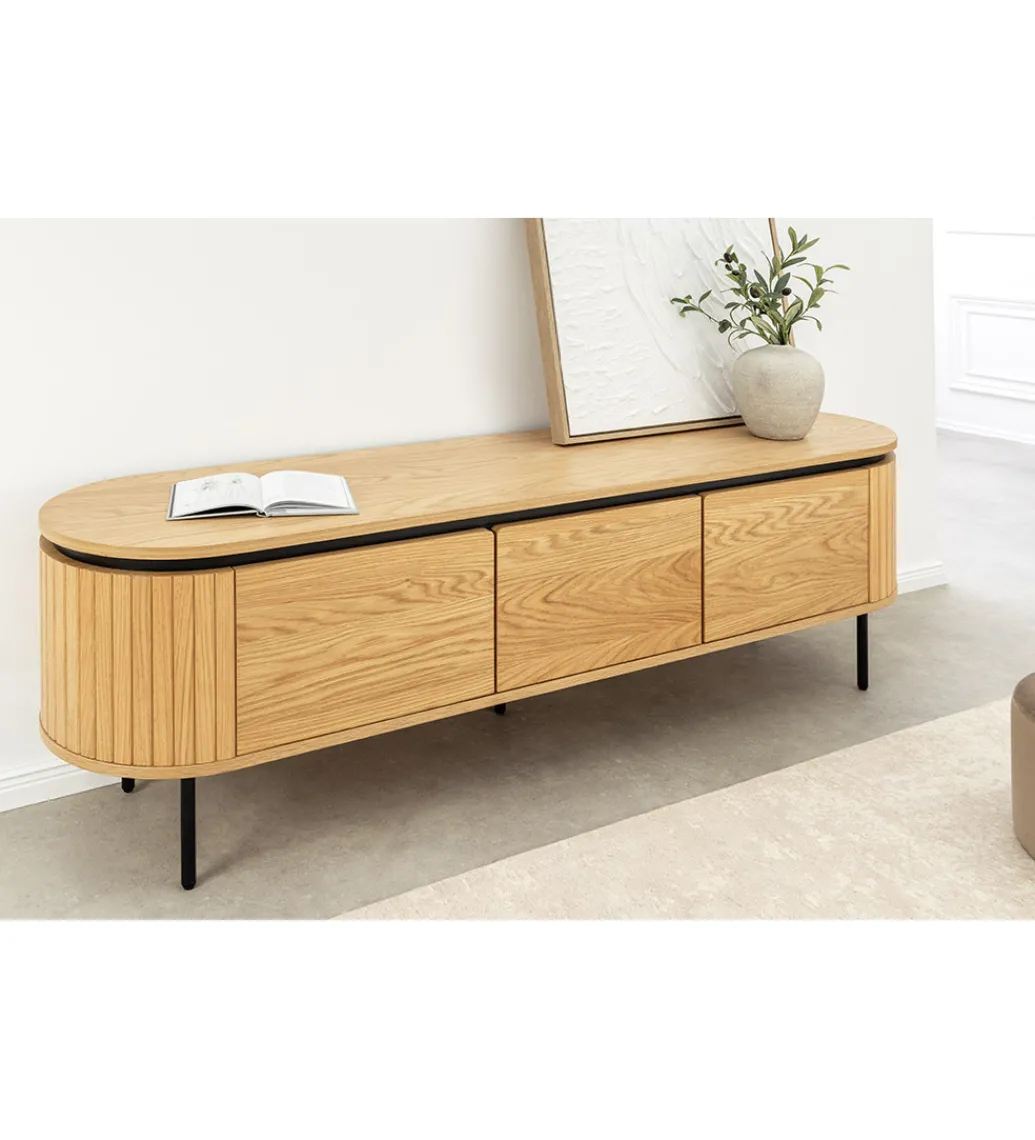 Stolik pod TV ATELIER 160 cm kolor naturalnego dębu*Invicta Interior - przedsprzedaż Hot