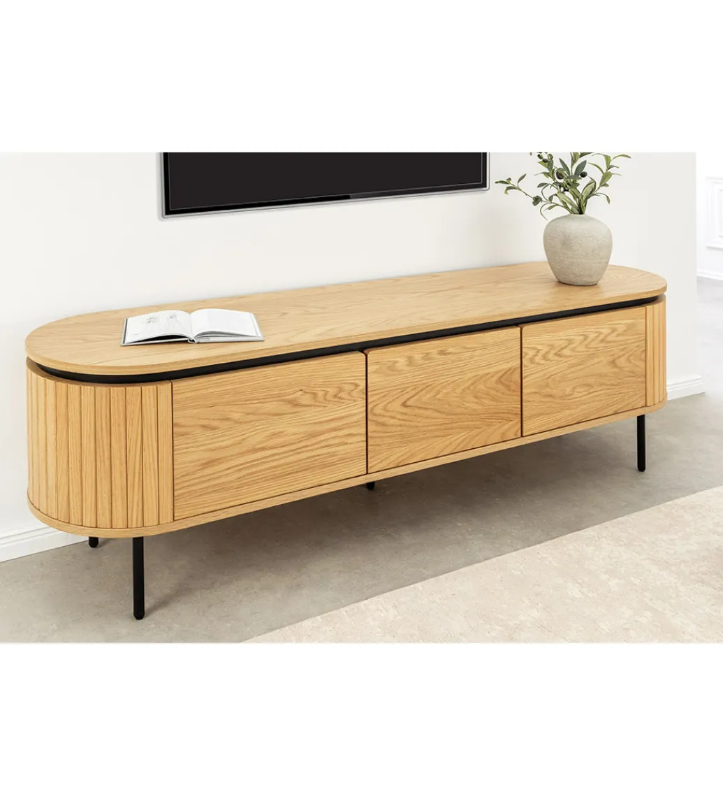 Stolik pod TV ATELIER 160 cm kolor naturalnego dębu*Invicta Interior - przedsprzedaż Hot