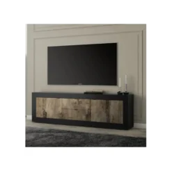 Stolik pod TV BASIC 210 cm czarna z dodatkiem koloru klon Pero*MCA Linia Włoska Hot