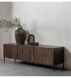 Stolik pod TV BONO 180 cm drewno jesion ciemny brązowy*WOOOD Discount