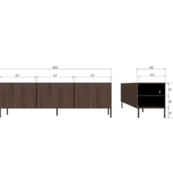 Stolik pod TV BONO 180 cm drewno jesion ciemny brązowy*WOOOD Discount